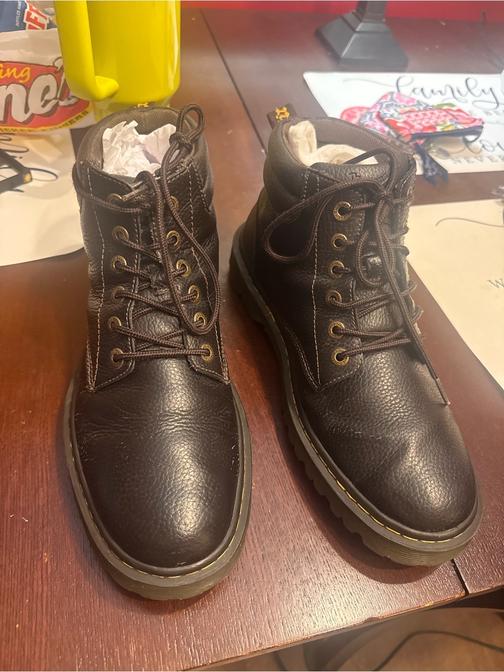 Men's Doc Martens Brown Leather Lace-Up Ankle  Boots with Rugged Outsole size 12